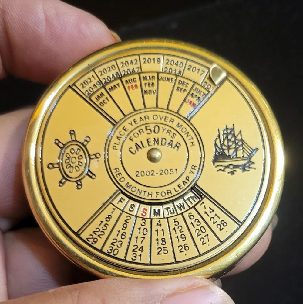 Vtg Maritime Brass 50 Year Perpetual Calendar 2002 - 2051